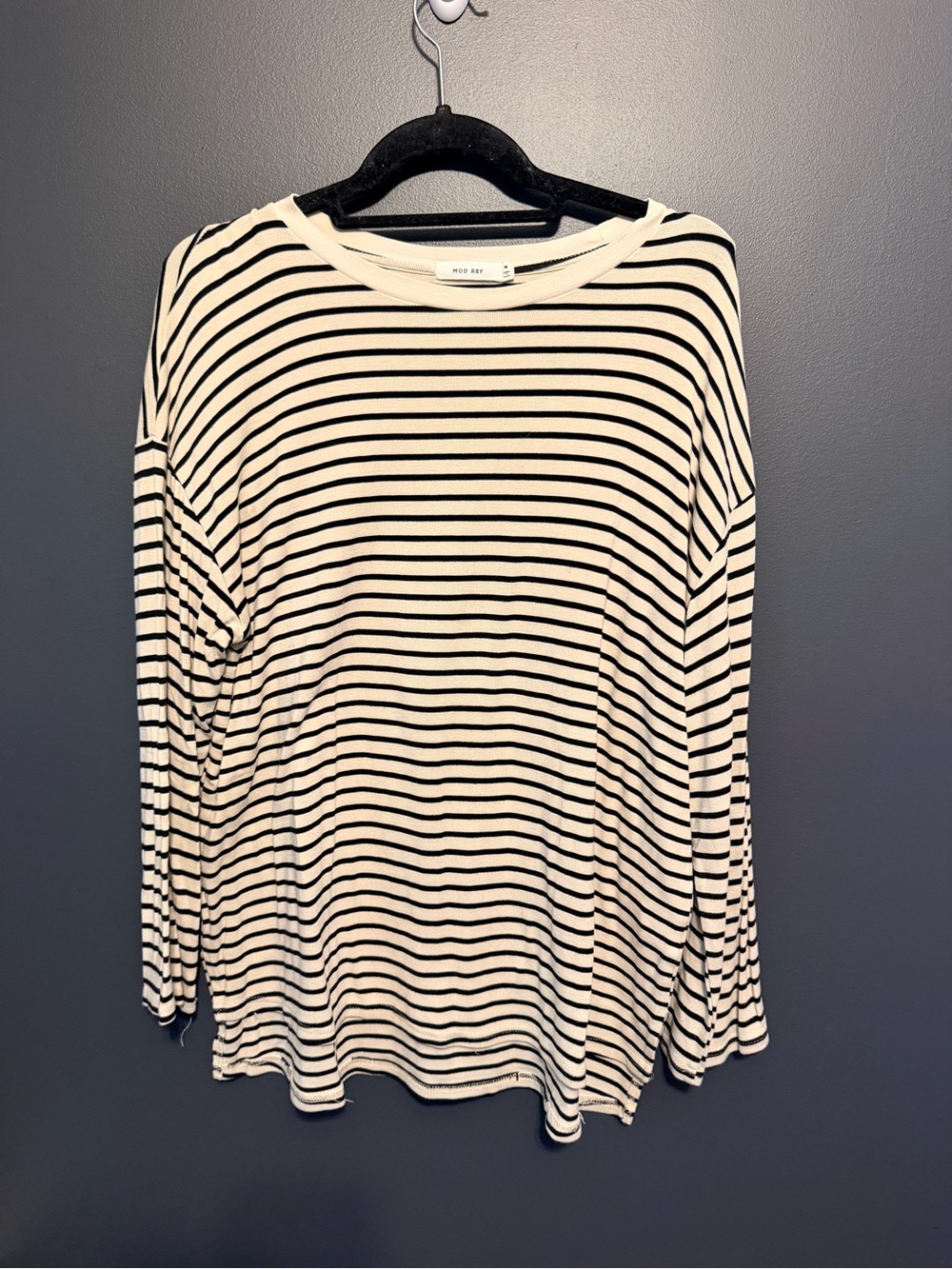 Mod Reef Black & Cream Striped Long-Sleeve Top
